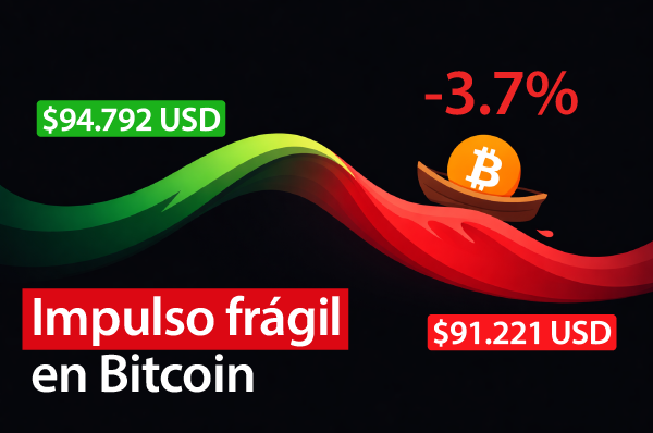  Bitcoin corrige tras repunte frágil